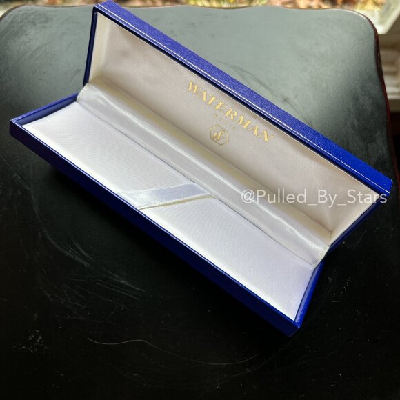 WATERMAN PARIS Vintage Royal Blue & Gold Satin Lined Fountain Pen Case Box - Picture 8 of 15